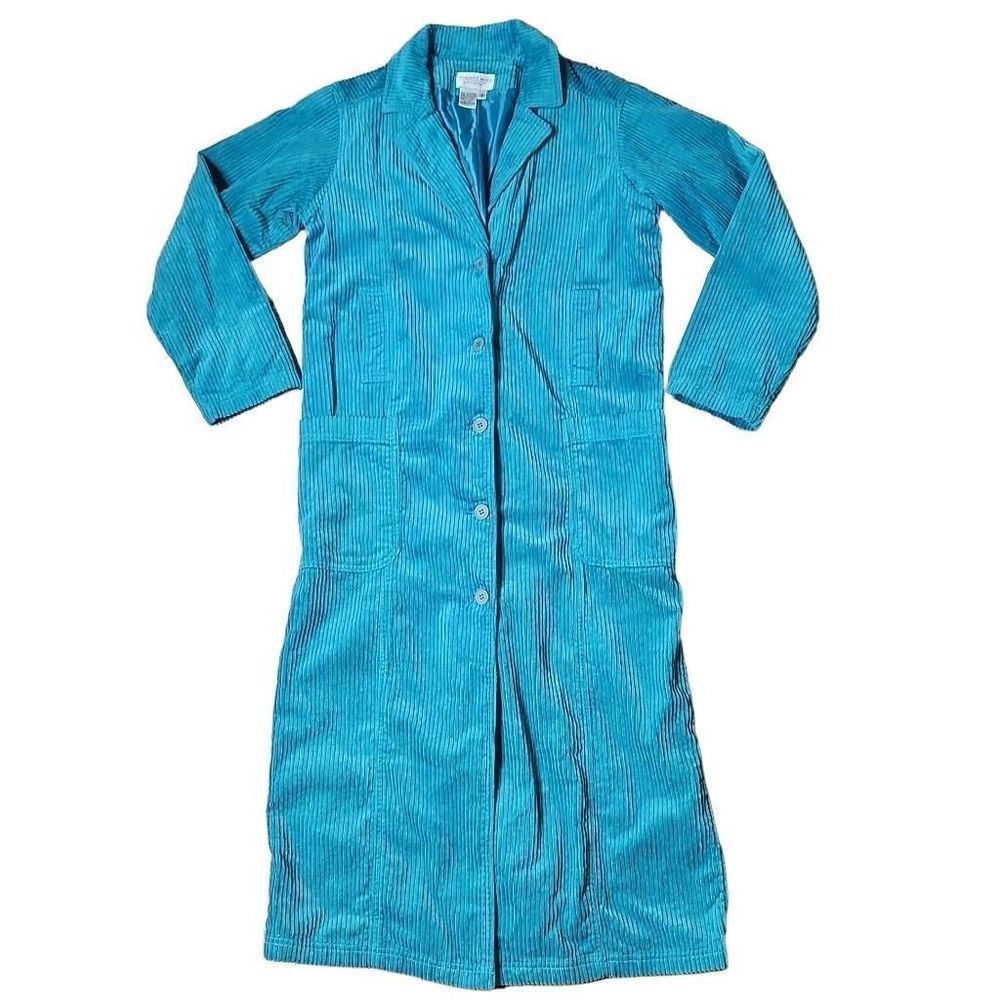 Vintage teal wide wale Newport news long line trench jacket